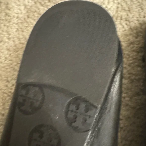 Tory Burch Black Flats with Silver Logo - Picture 7 of 9